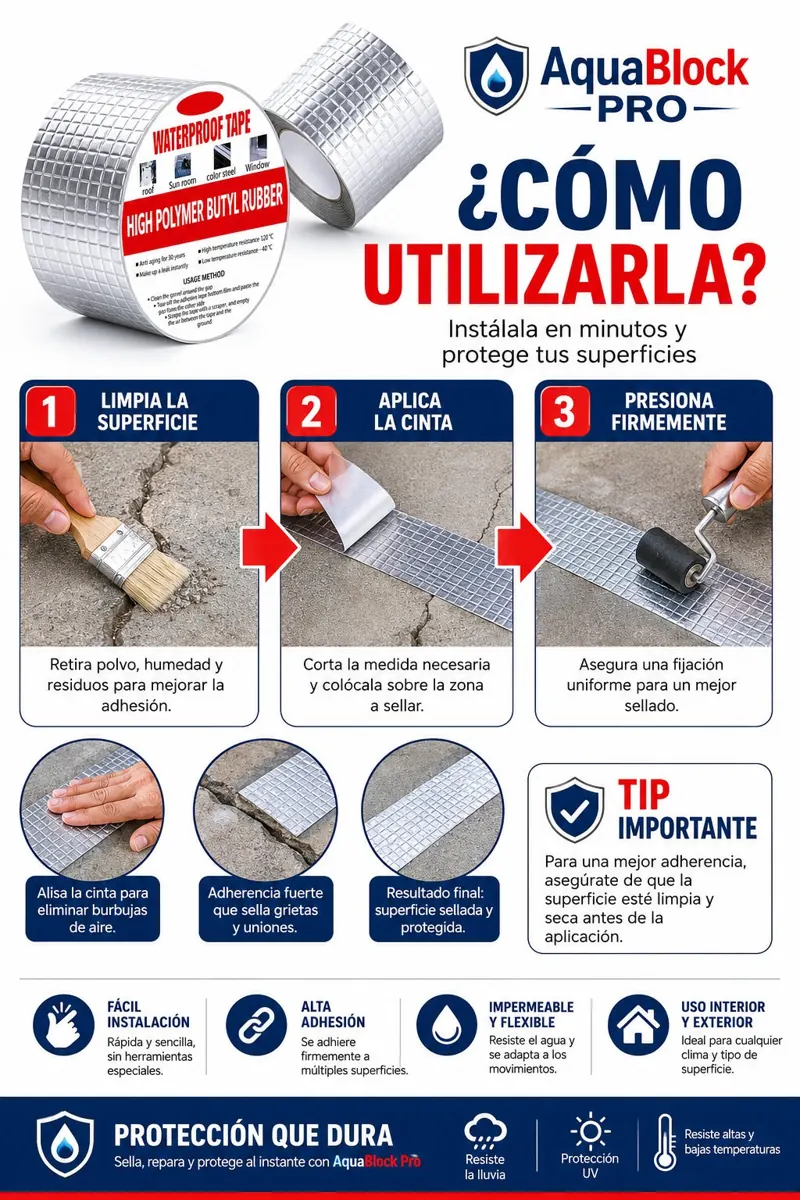 Cómo utilizar la cinta impermeable AquaBlock Pro paso a paso