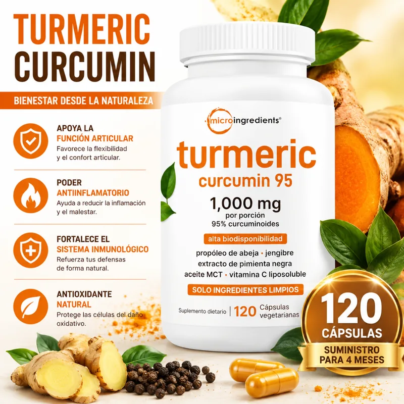 Turmeric Curcumin 95 — cúrcuma con 95% de curcuminoides, 120 cápsulas vegetarianas