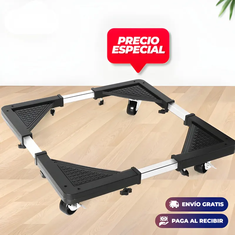 Base con rodos ajustable con ruedas y frenos para lavadora, refrigeradora y muebles pesados