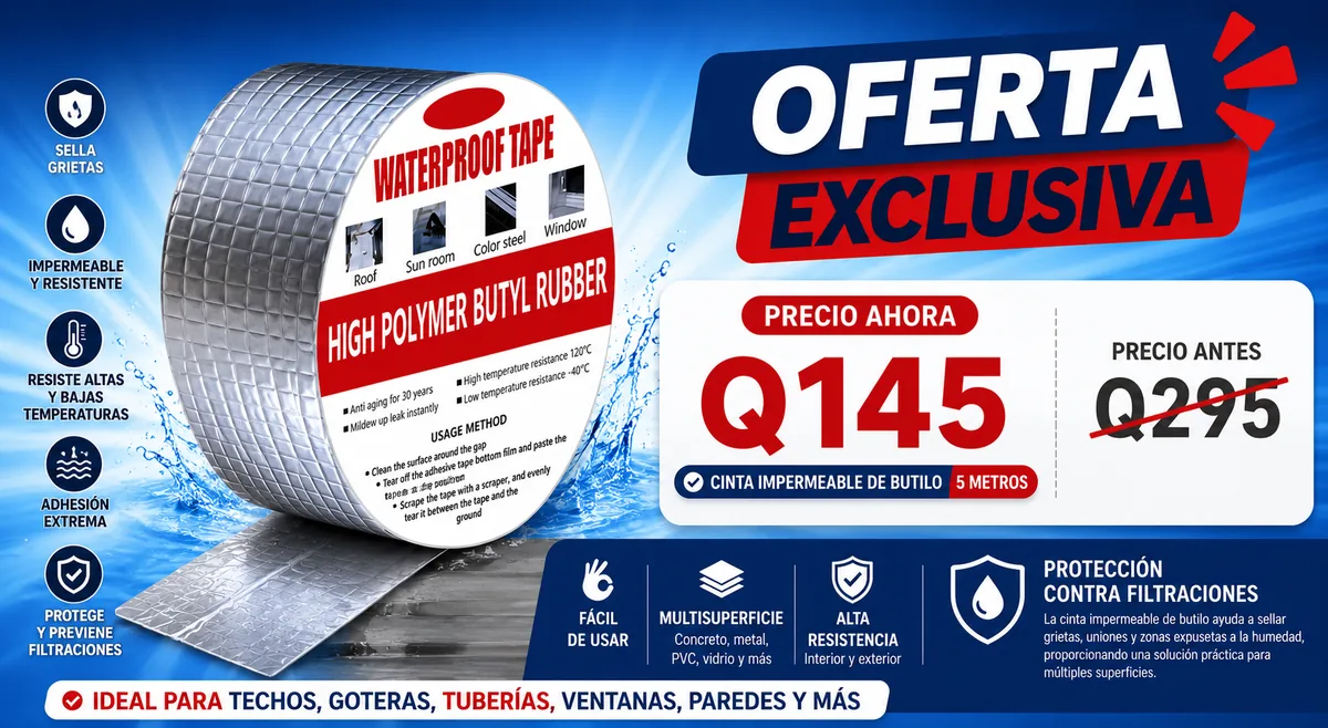 Oferta exclusiva Cinta Impermeable AquaBlock Pro Q145 antes Q295 — envío gratis y pago contra entrega