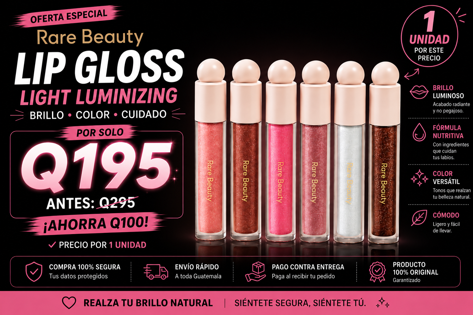 Oferta exclusiva Rare Beauty Positive Light Lip Gloss Q195 — ahorra Q100, envío gratis y pago contra entrega