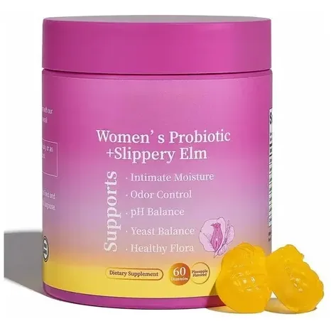 Frasco de Women's Probiotic + Slippery Elm con sus gomitas