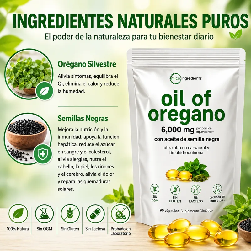 Orégano silvestre y semillas negras, ingredientes de la fórmula