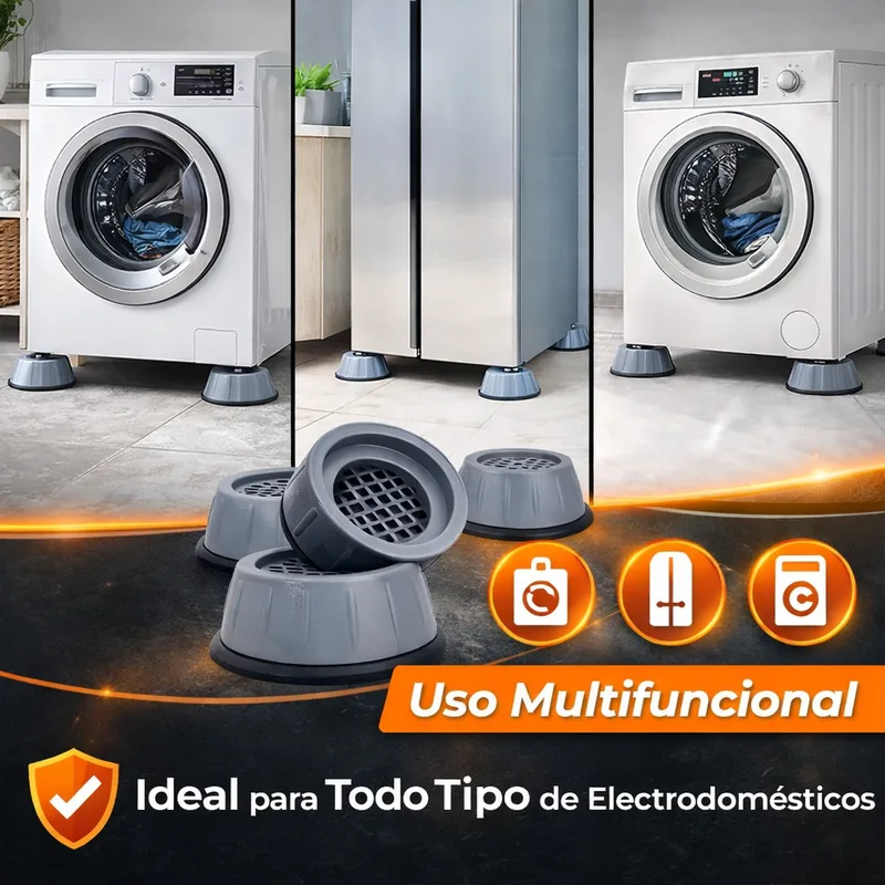 Soportes antivibración usados en lavadora, secadora y muebles pesados